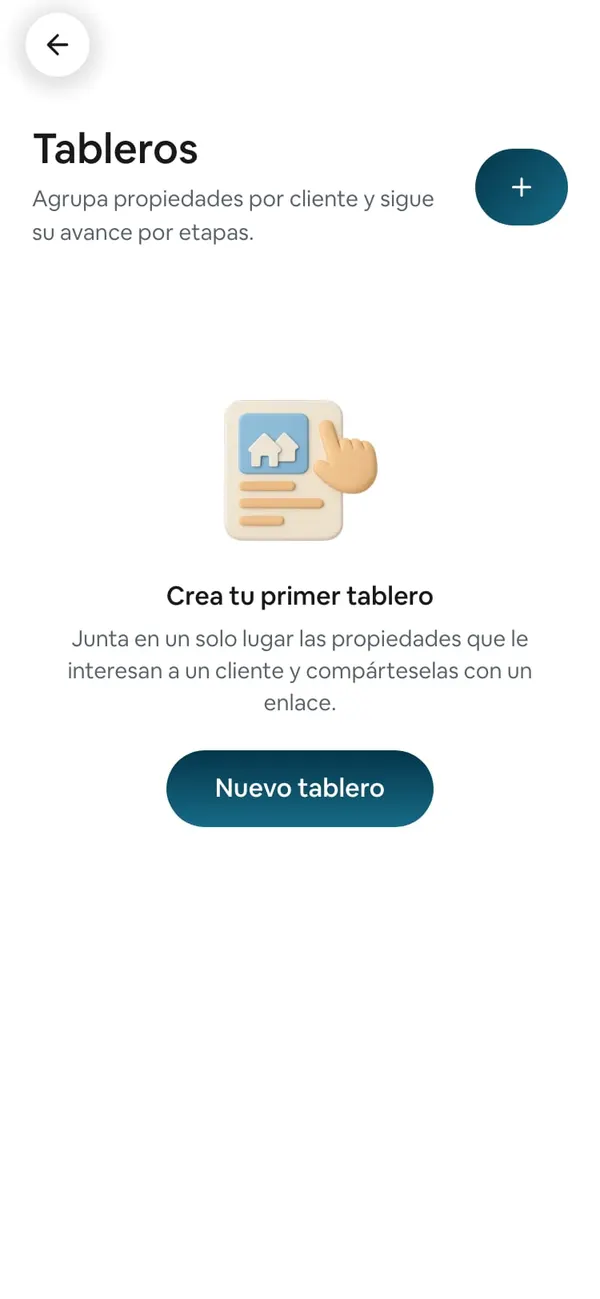 Tableros sin ninguno: «Crea tu primer tablero» con el botón Nuevo tablero