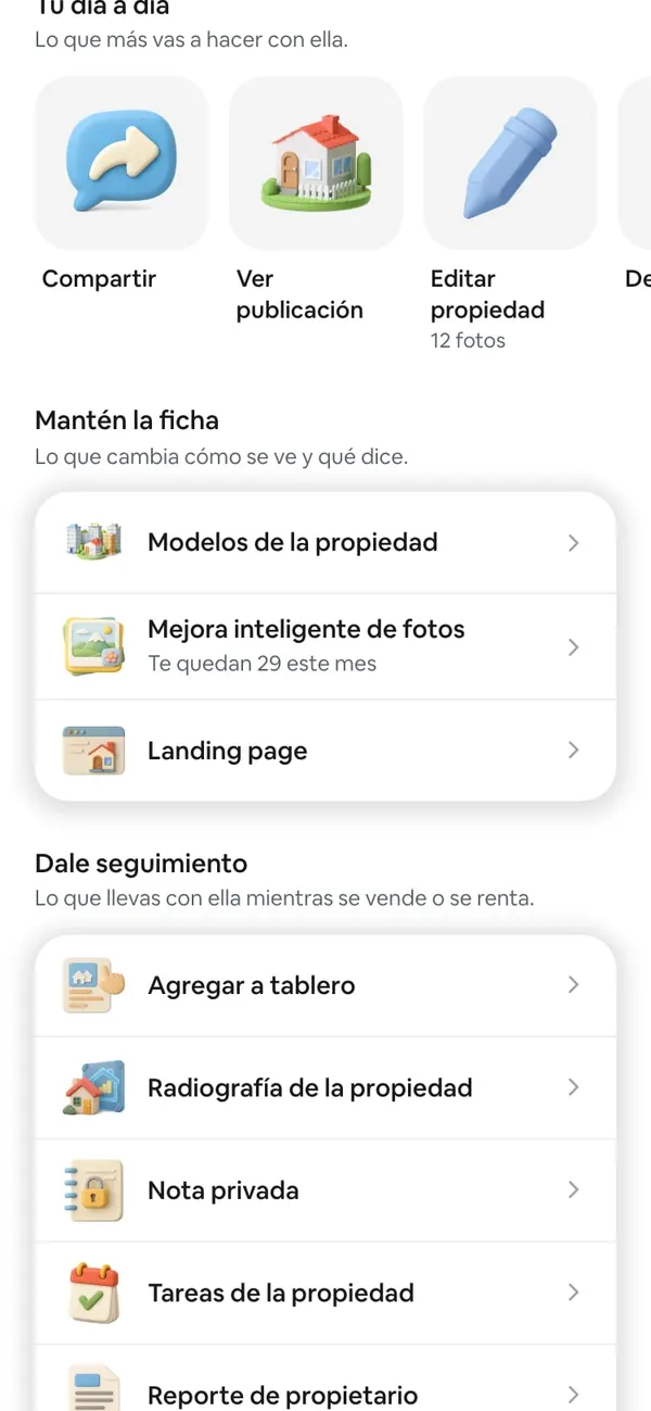 Grupo «Mantén la ficha» con la tarjeta Mejora inteligente de fotos y «Te quedan 29 este mes»