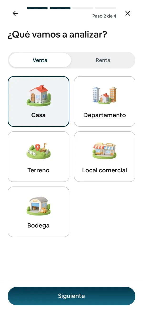Paso 2 de 4: Venta y Casa elegidas