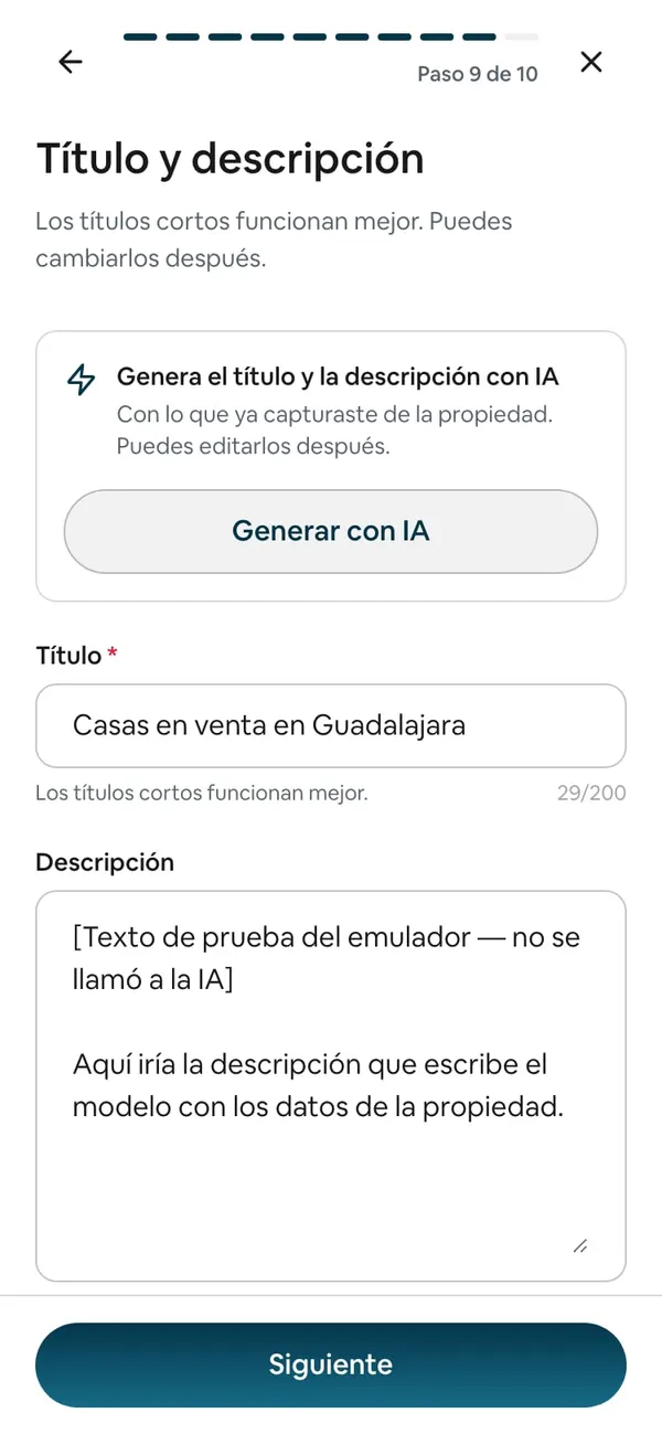 El botón del recuadro de IA diciendo «Escribiendo…» mientras trabaja