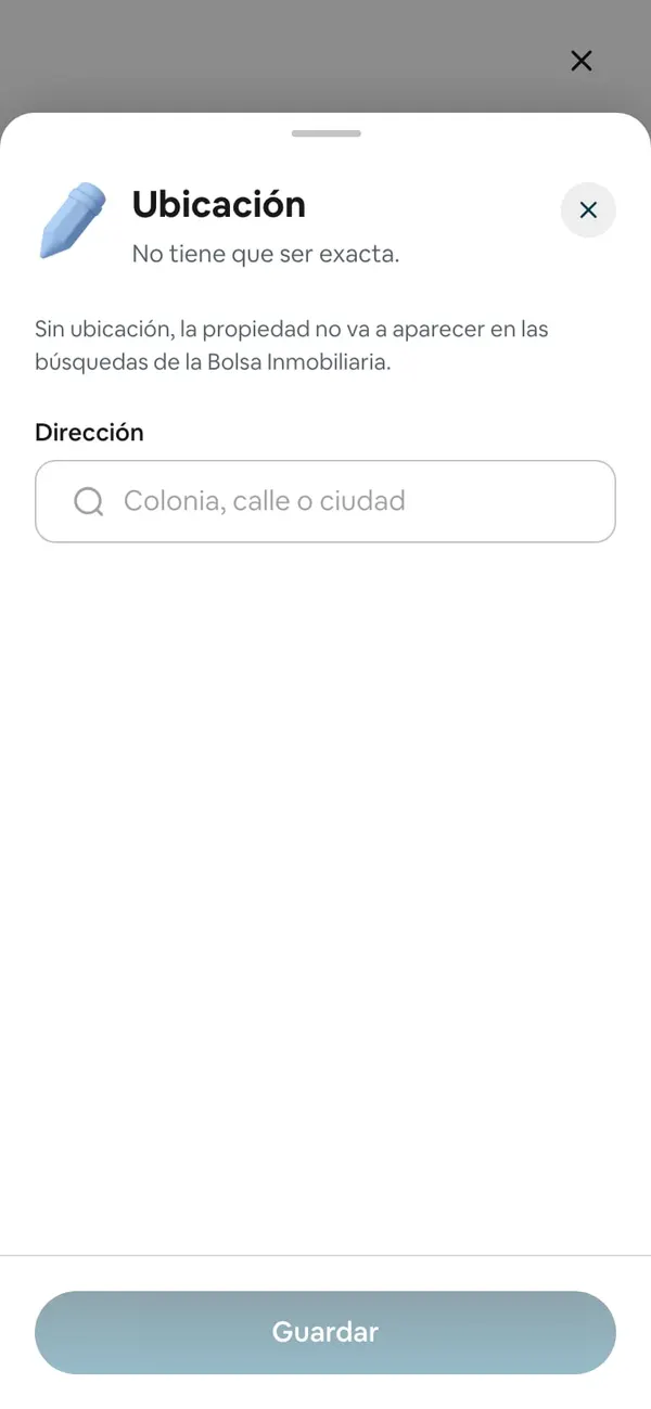 Hoja Ubicación: «No tiene que ser exacta», el aviso de que sin ubicación no aparece en la Bolsa, y el buscador Dirección