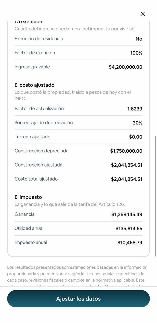 El desglose del cálculo de ISR en Door: la exención, el costo ajustado y el impuesto