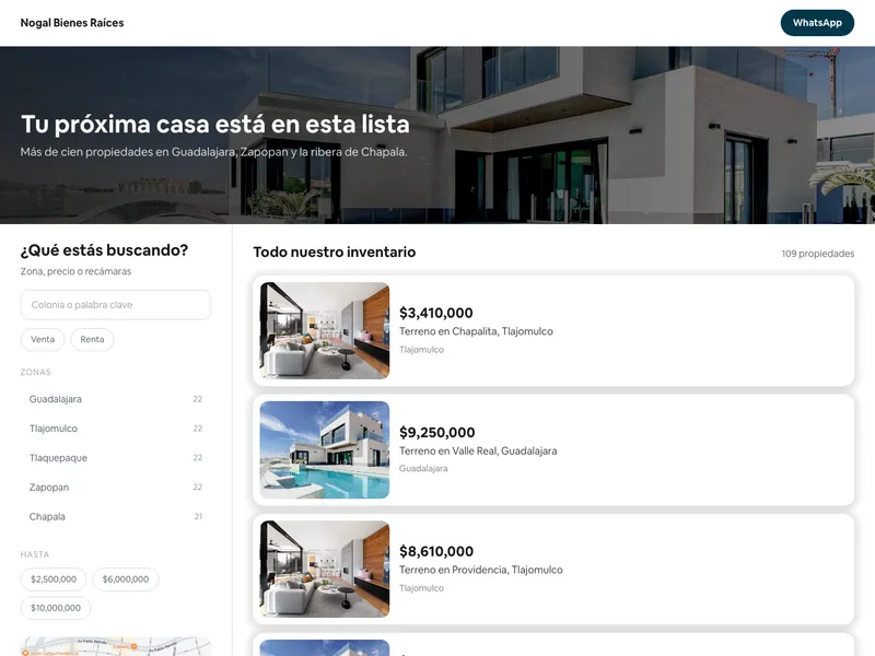 La plantilla Zonas, del enfoque Catálogo