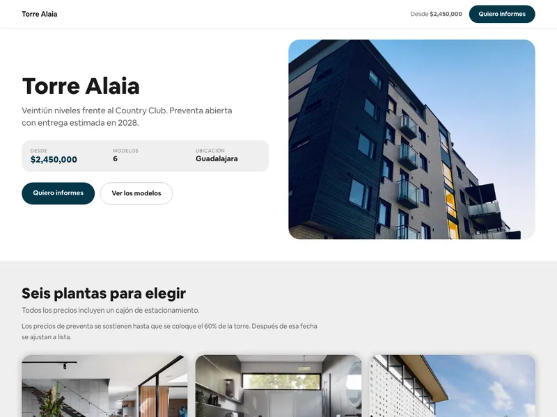 La plantilla Preventa, del enfoque Desarrollo